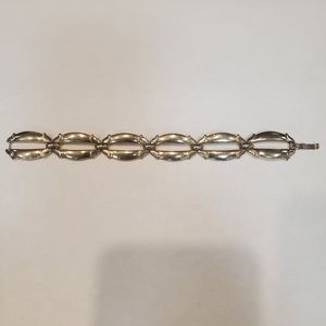 Monet signed vintage gold tone chunky oval link art deco bracelet